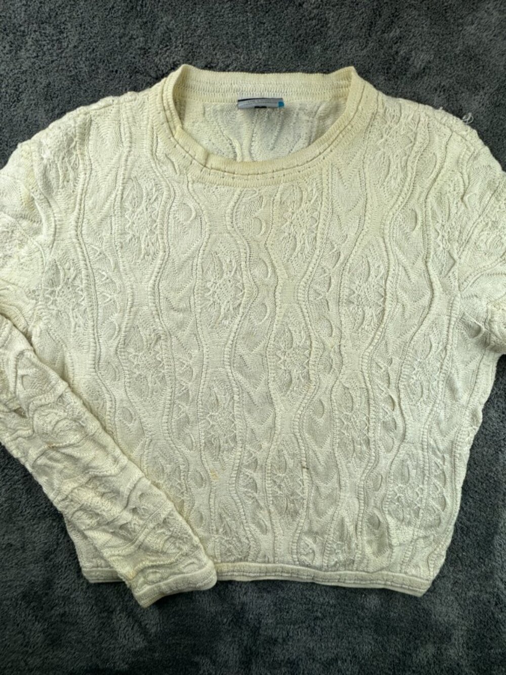 Coogi Women’s Ivory Large Pullover 3D Knit Sweater Cotton Australia Designer **